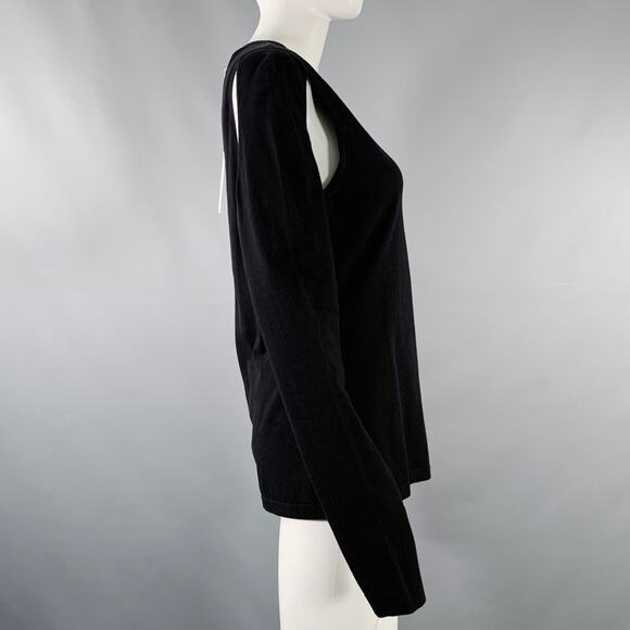 HELMUT LANG Size L Black Cut Out Crew Neck Pullover - Picture 3 of 7
